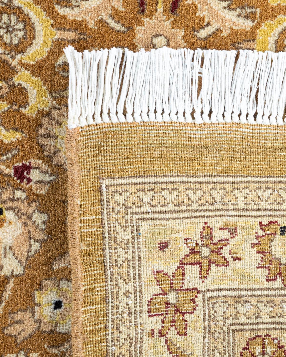 XXIe siècle et contemporain Tapis traditionnel oriental Mogul jaune noué à la main, unique en son genre en vente