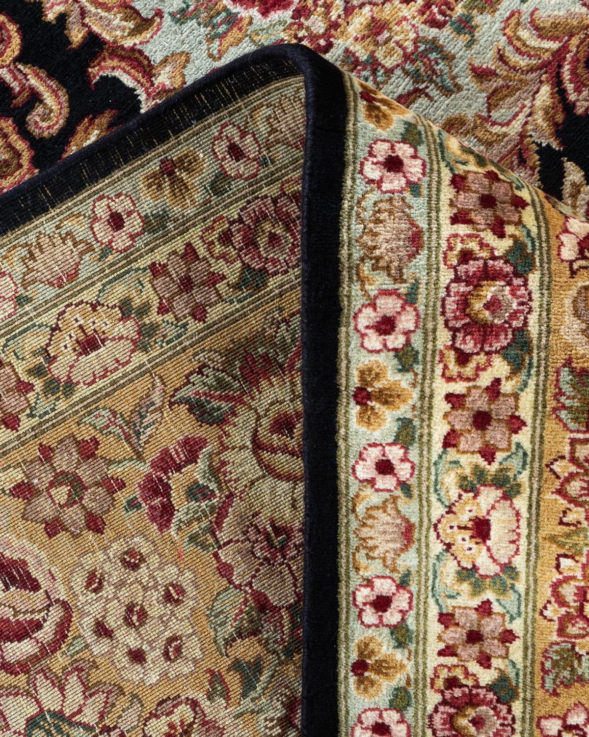 Wool One of a Kind Hand Knotted Traditional Oriental Mogul Yellow Area Rug For Sale