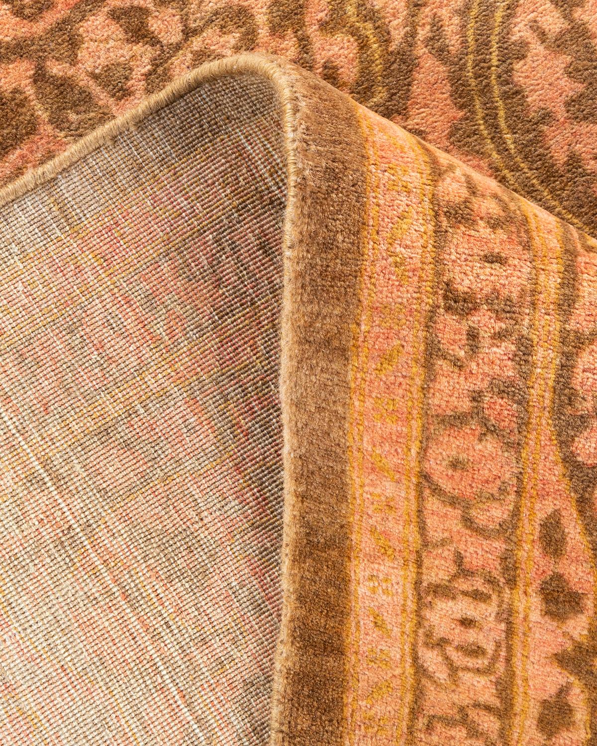 Laine Tapis traditionnel oriental Mogul jaune, unique en son genre, noué à la main. en vente