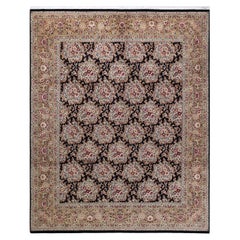 One of a Kind Hand Knotted Traditional Oriental Mogul Yellow Area Rug