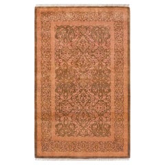 One of a Kind Hand Knotted Traditional Oriental Mogul Yellow Area Rug