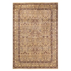 One of a Kind Hand Knotted Traditional Oriental Mogul Yellow Area Rug
