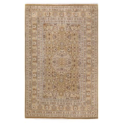 One of Kind Hand Knotted Traditional Oriental Mogul Yellow Area Rug