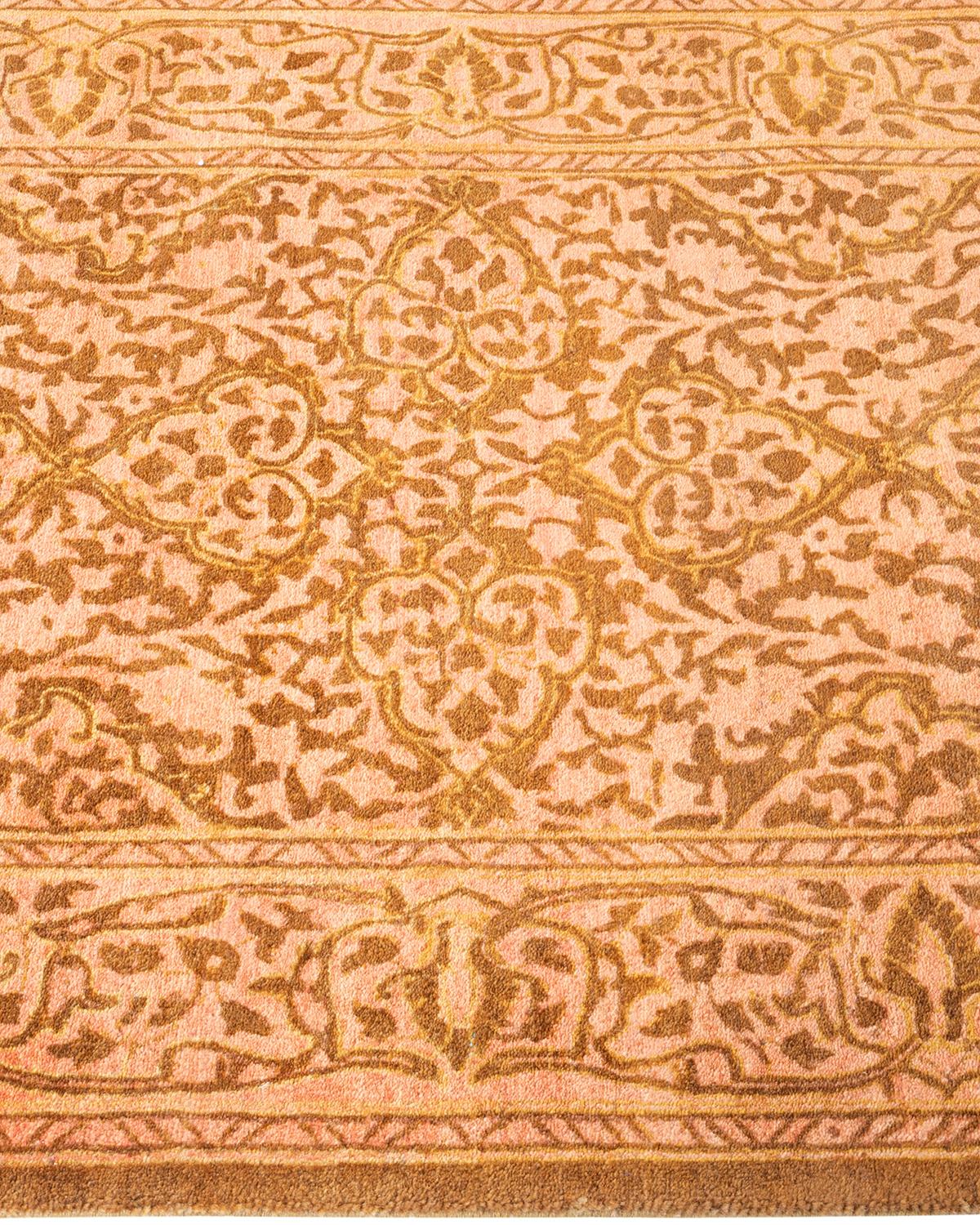 One of a Kind Hand Knotted Traditional Oriental Mogul Yellow Runner Area Rug In New Condition For Sale In Norwalk, CT