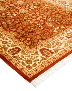 One of a Kind Hand Knotted Traditional Oriental Orange Area Rug