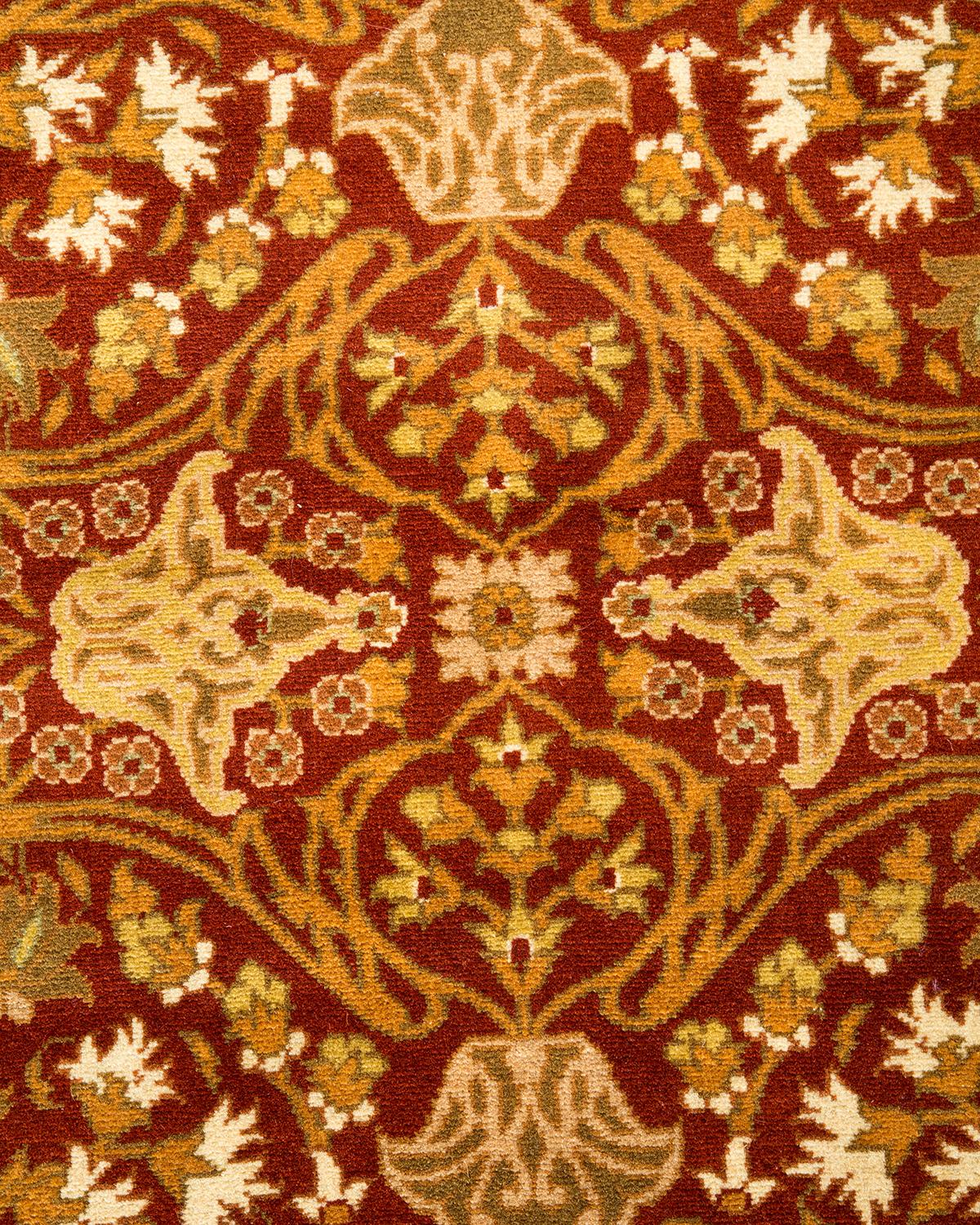 Pakistani One of a Kind Hand Knotted Traditional Oriental Orange Area Rug For Sale