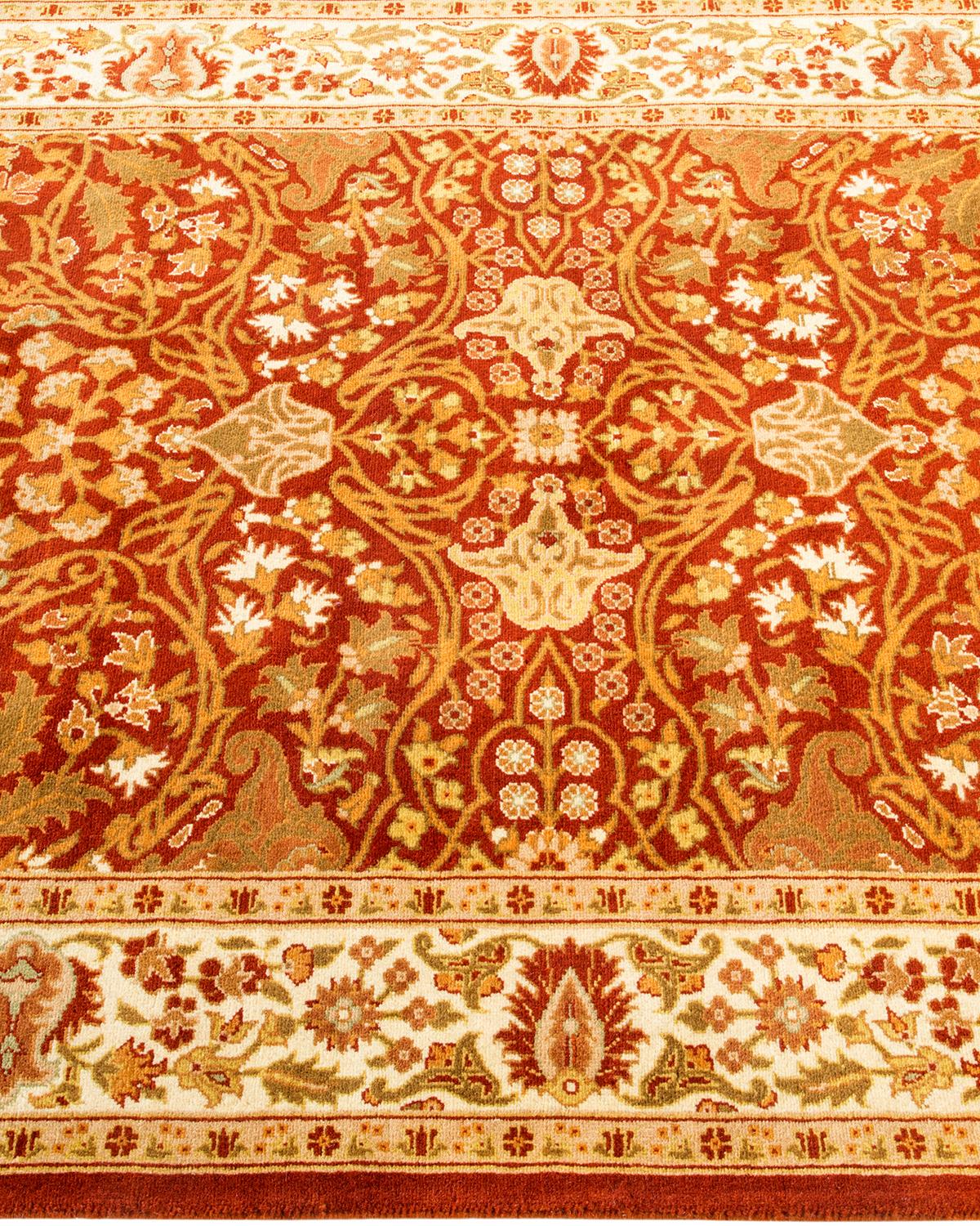 One of a Kind Hand Knotted Traditional Oriental Orange Area Rug In New Condition For Sale In Norwalk, CT