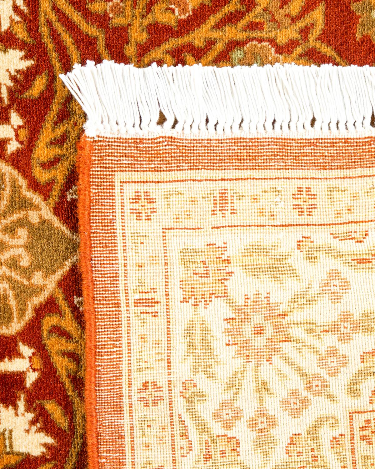 Contemporary One of a Kind Hand Knotted Traditional Oriental Orange Area Rug For Sale