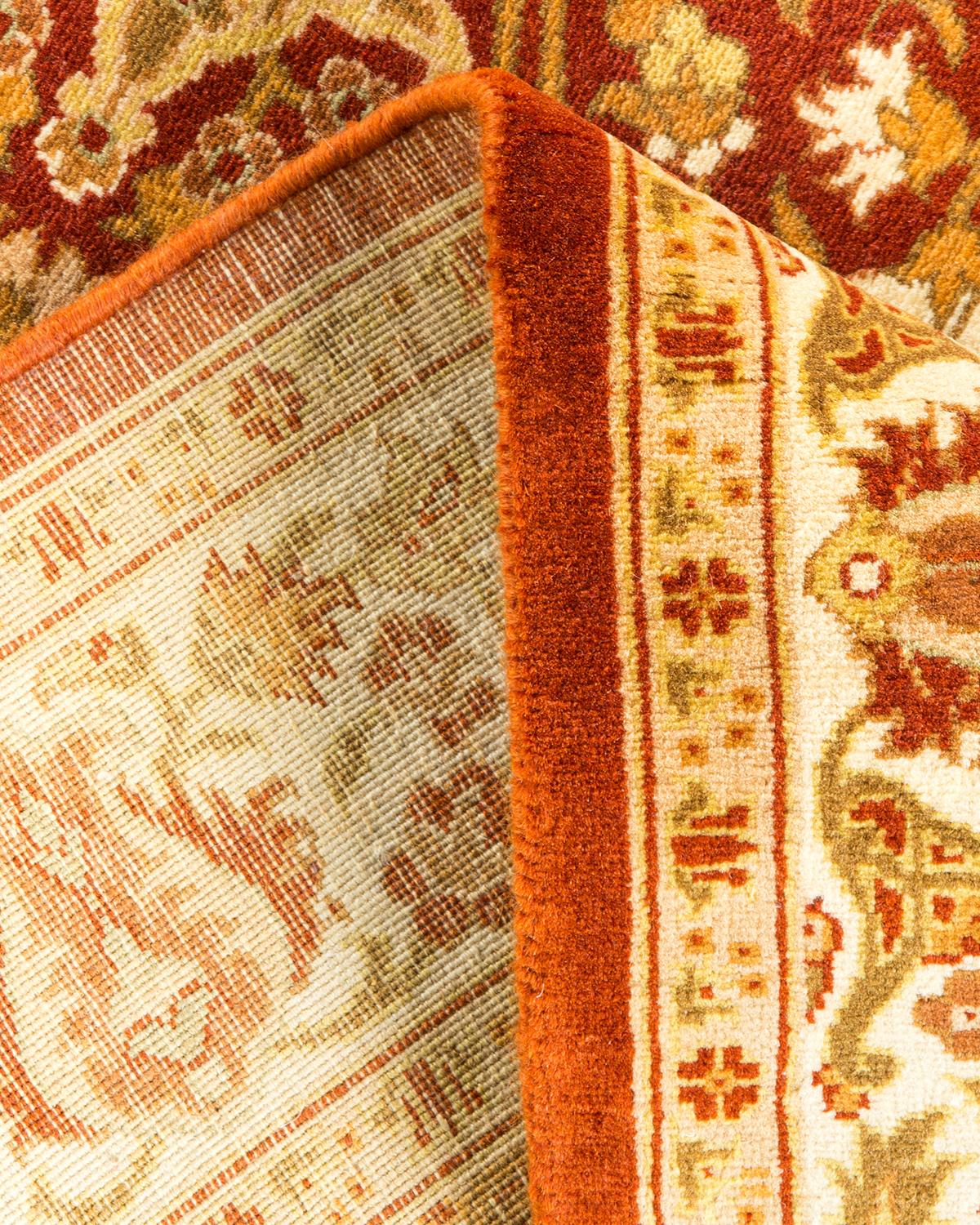 Wool One of a Kind Hand Knotted Traditional Oriental Orange Area Rug For Sale