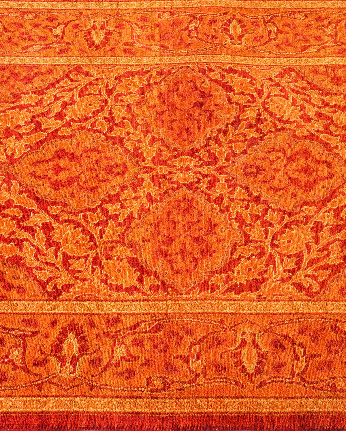 One of a Kind Hand Knotted Traditional Oriental Orange Runner In New Condition For Sale In Norwalk, CT