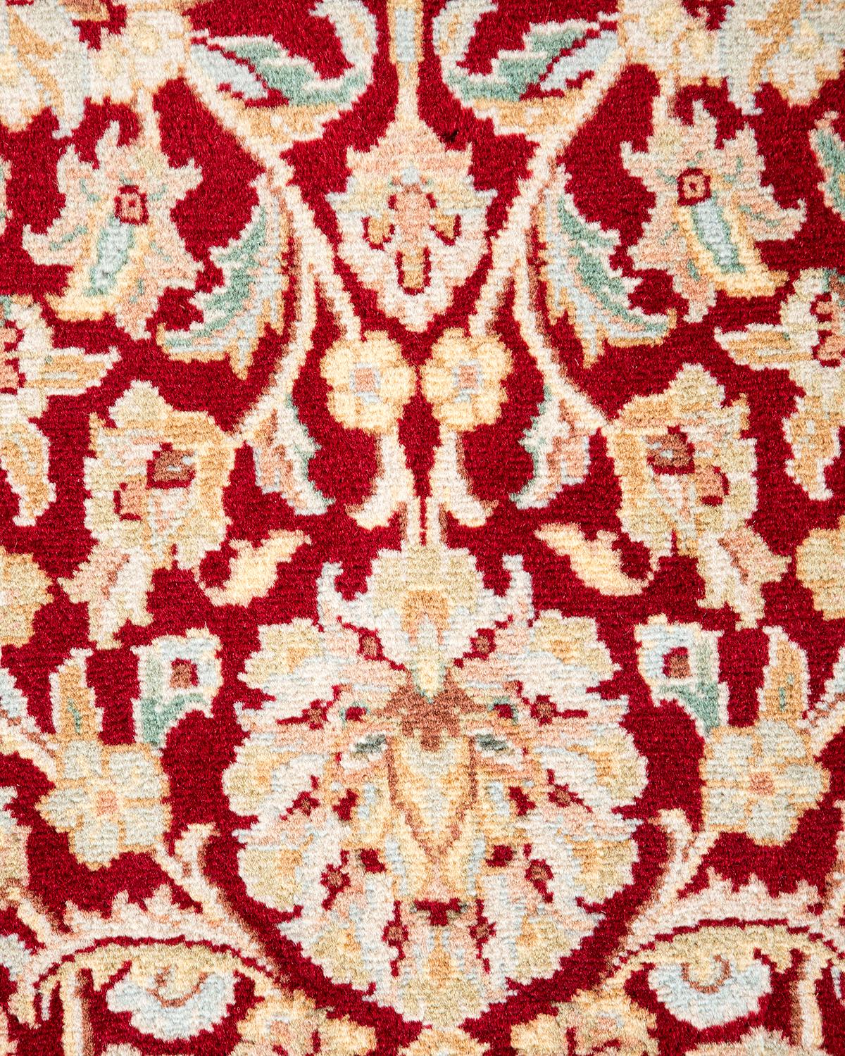 Pakistanais Tapis traditionnel oriental rouge, noué à la main, unique en son genre en vente