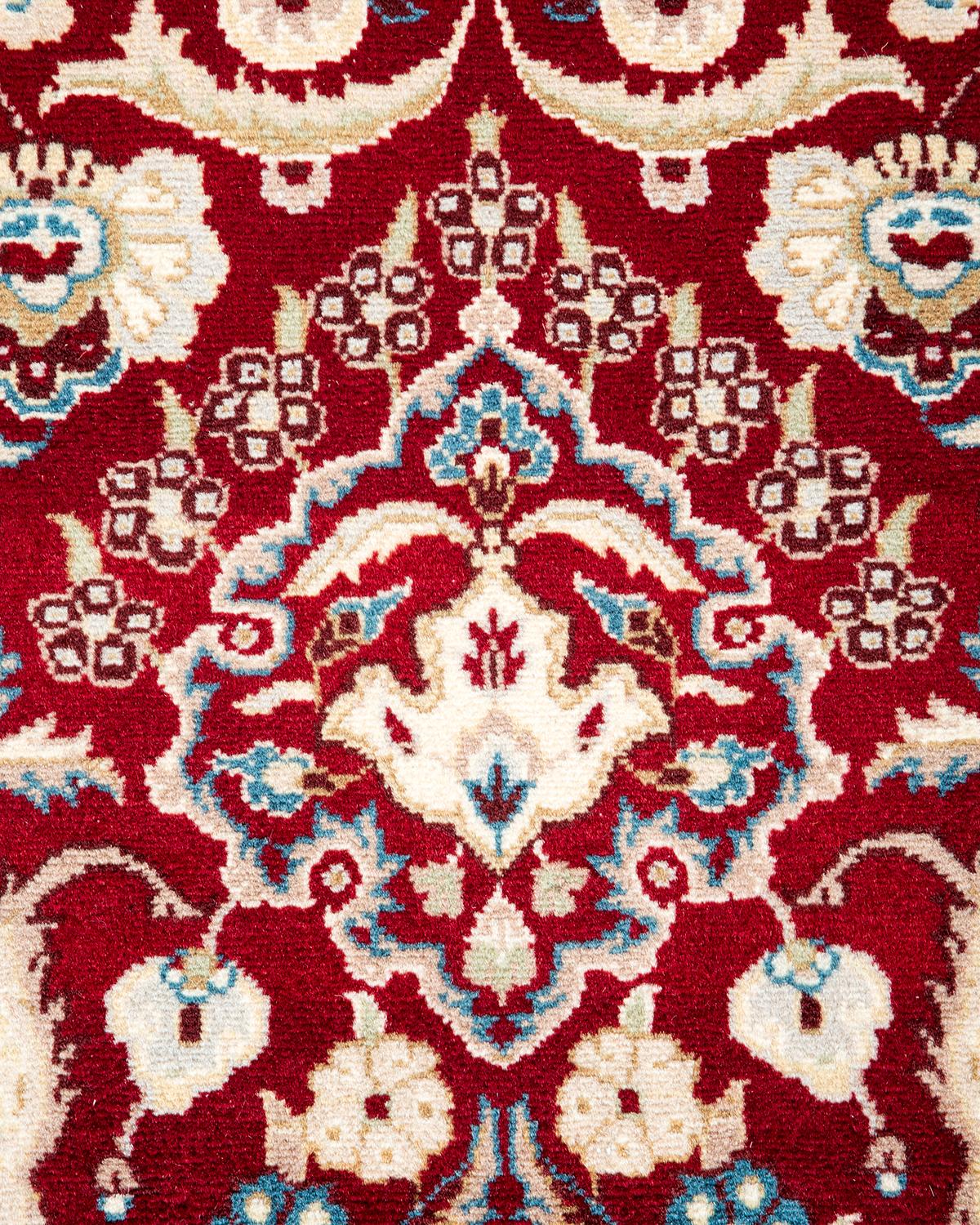 Pakistani One of a Kind Hand Knotted Traditional Oriental Red Area Rug For Sale