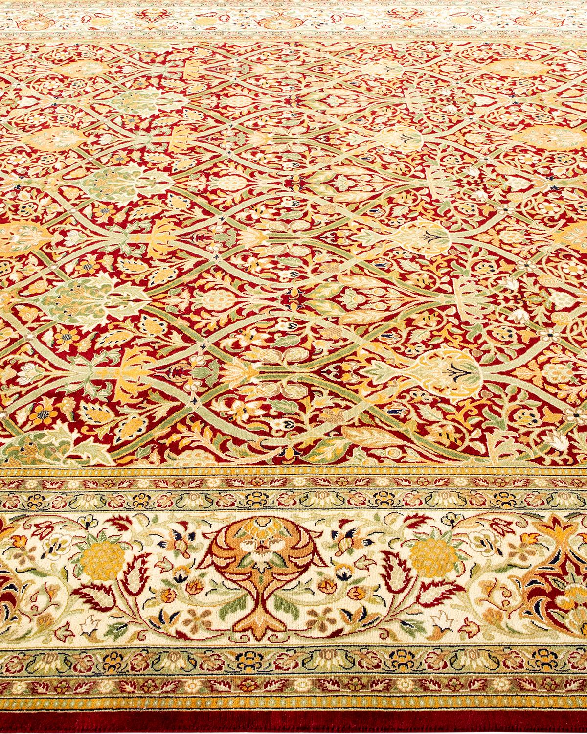 One of a Kind Hand Knotted Traditional Oriental Red Area Rug In New Condition For Sale In Norwalk, CT