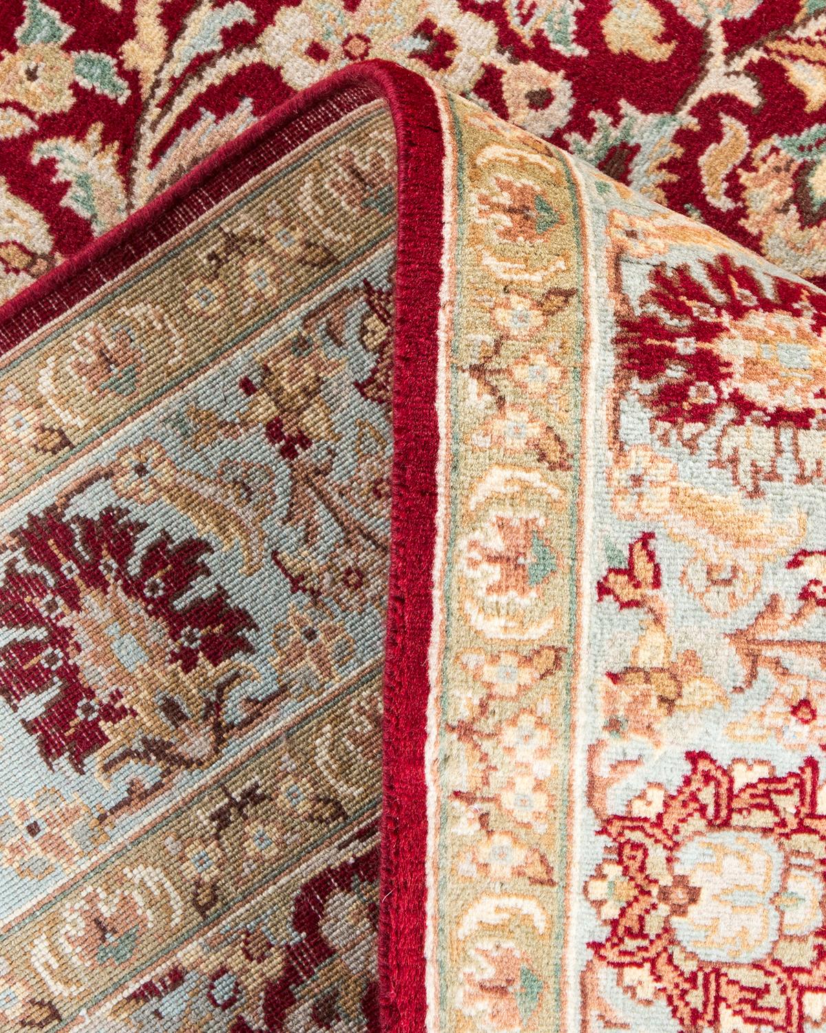 Laine Tapis traditionnel oriental rouge, noué à la main, unique en son genre en vente