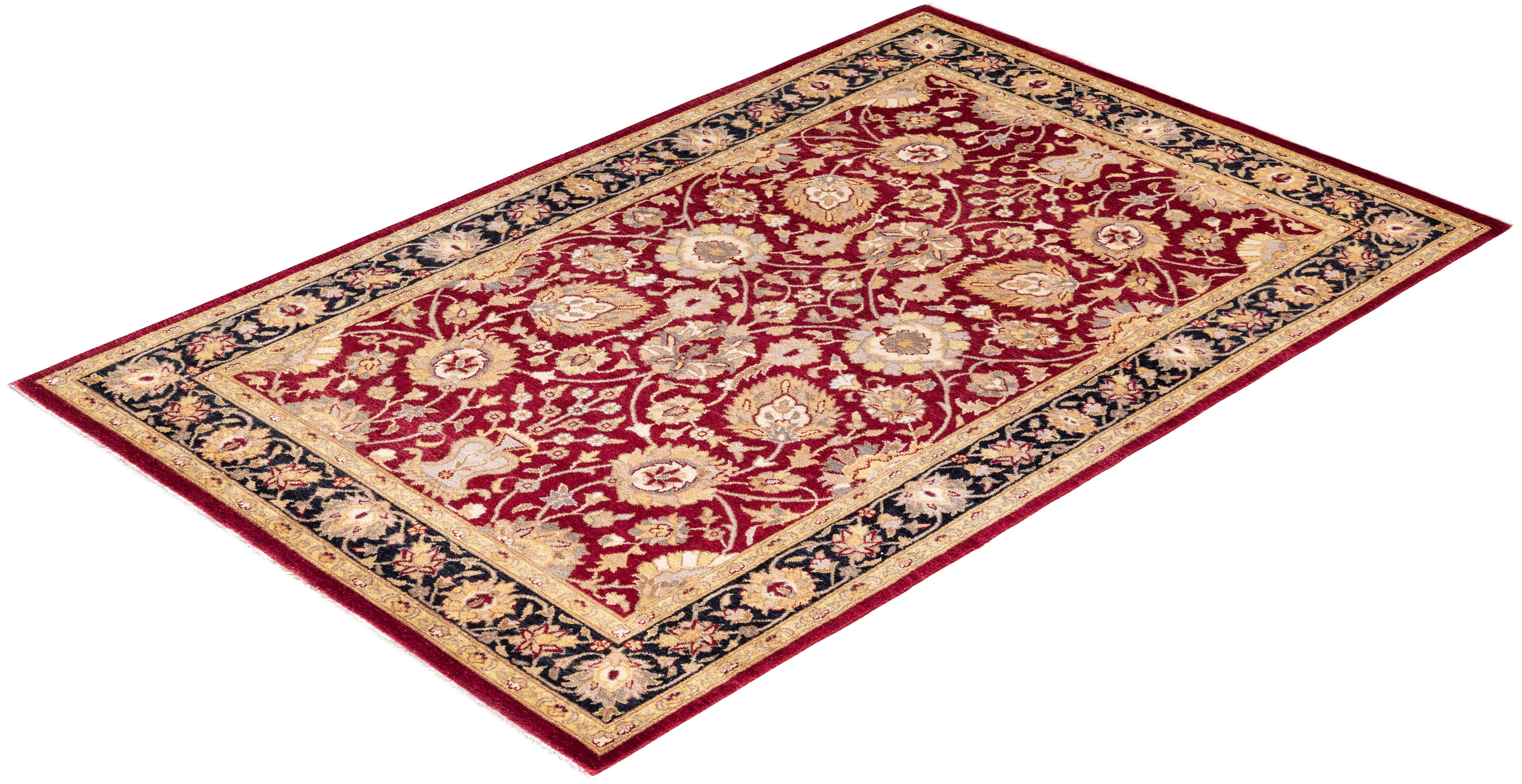 One of a Kind Hand Knotted Traditional Oriental Red Area Rug For Sale 2
