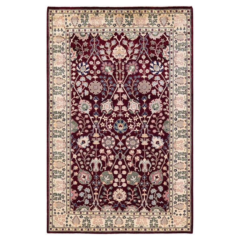 One of a Kind Hand Knotted Traditional Oriental Red Area Rug For Sale