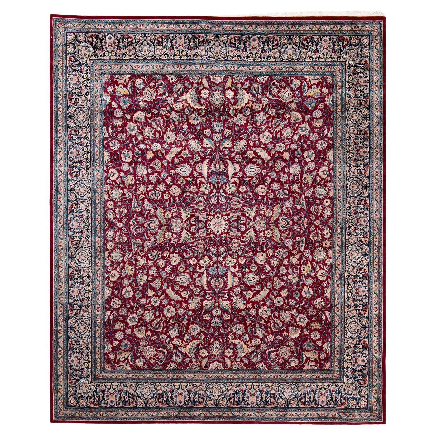 One of a Kind Hand Knotted Traditional Oriental Red Area Rug For Sale