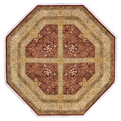 One of a Kind Hand Knotted Traditional Oriental Red Octagon Area Rug One of a Kind Hand Knotted Traditional Oriental Red Octagon Area Rug