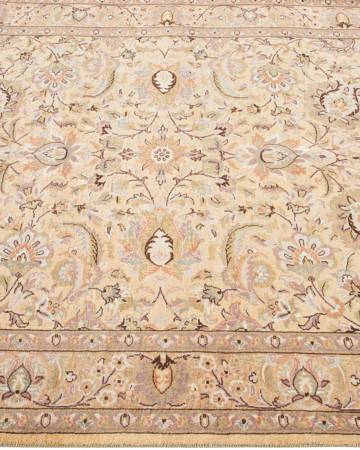 One of a Kind Hand Knotted Traditional Oriental Yellow Area Rug In New Condition For Sale In Norwalk, CT