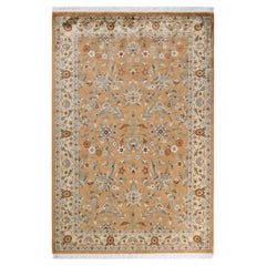 One of a Kind Hand Knotted Traditional Oriental Yellow Area Rug
