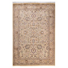 One of a Kind Hand Knotted Traditional Oriental Yellow Area Rug