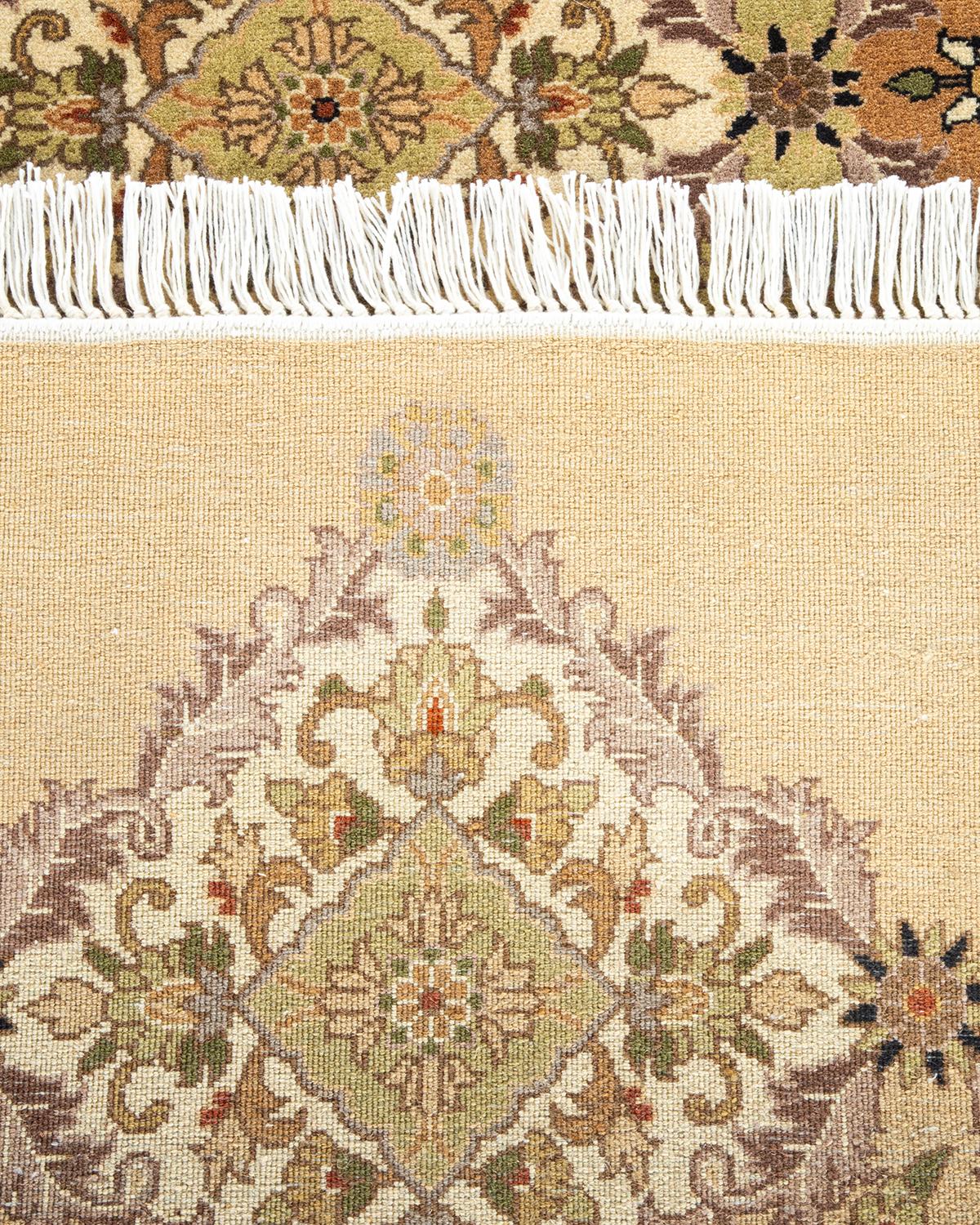 One of a Kind Hand Knotted Traditional Oriental Yellow Octagon Area Rug In New Condition For Sale In Norwalk, CT