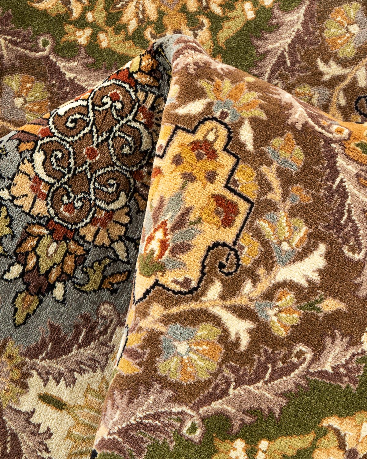 One of a Kind Hand Knotted Traditional Oriental Yellow Octagon Area Rug For Sale 1
