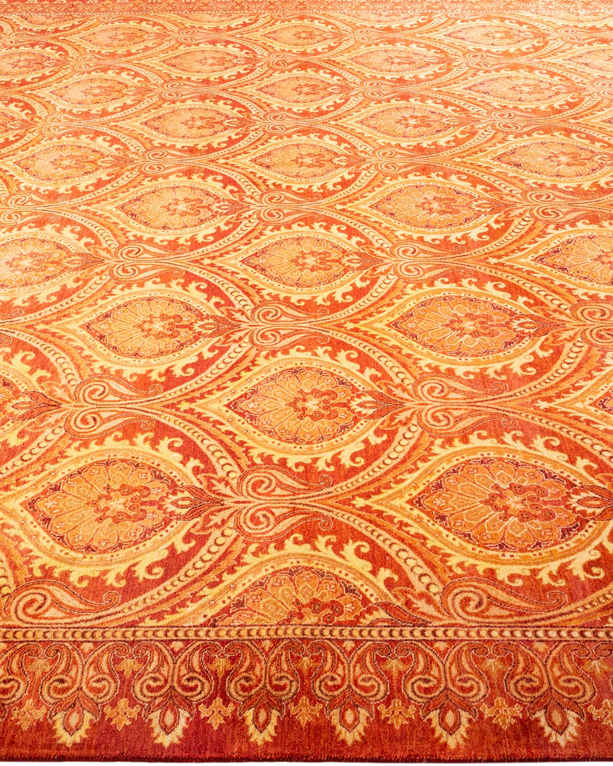 One-of-a-kind Hand Knotted Traditional Paisley Mogul Red Area Rug In New Condition For Sale In Norwalk, CT
