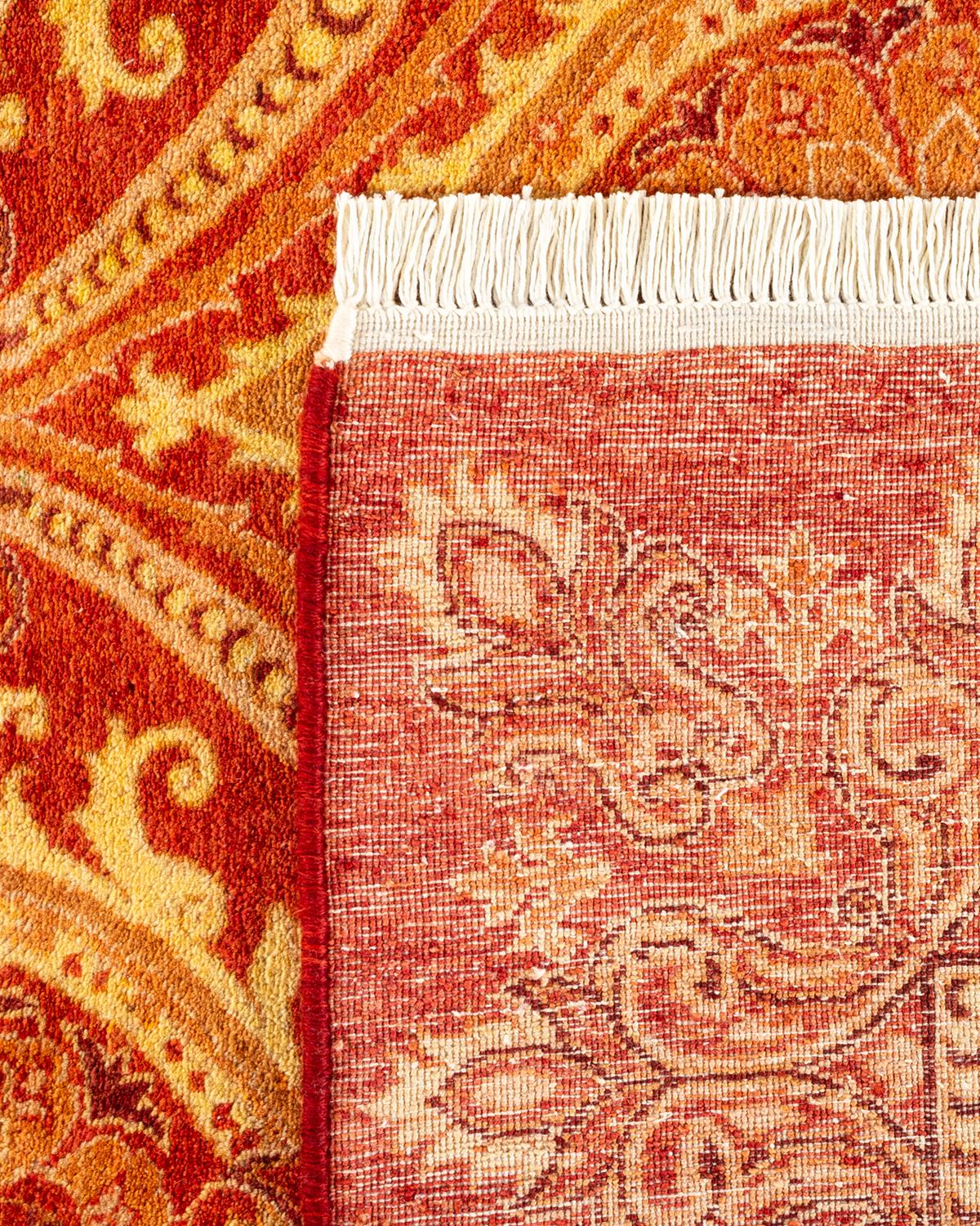 Handgeknüpfter, traditioneller, roter Paisley Mogul-Teppich, Unikat (21. Jahrhundert und zeitgenössisch) im Angebot