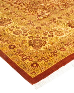 One-Of-A-Kind Hand Knotted Traditional Ro Mogul Orange Area Rug