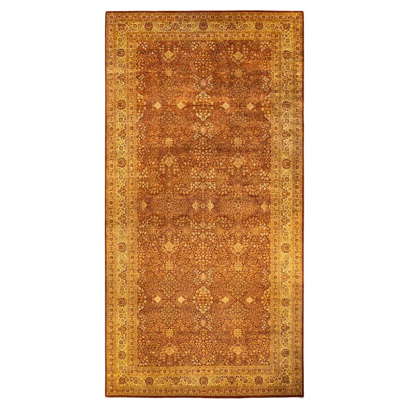 One-Of-A-Kind Hand Knotted Traditional Ro Mogul Orange Area Rug For Sale