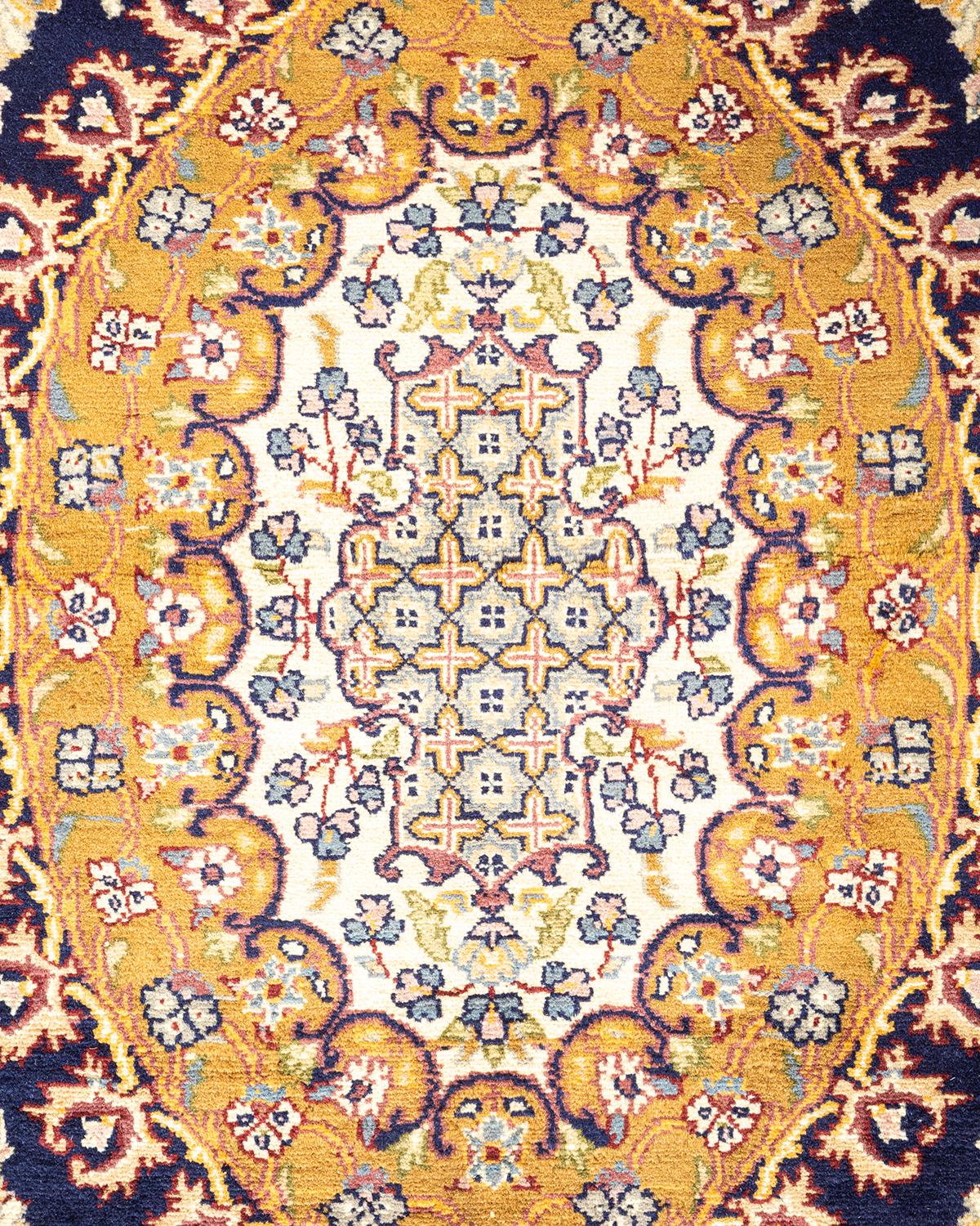 Alfombra tradicional tribal Mogul azul anudada a mano única en su género Pakistaní en venta