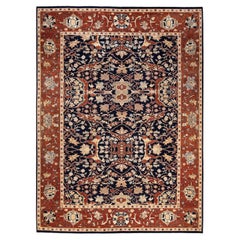 One-of-a-kind Hand Knotted Traditional Tribal Mogul Blue Area Rug
