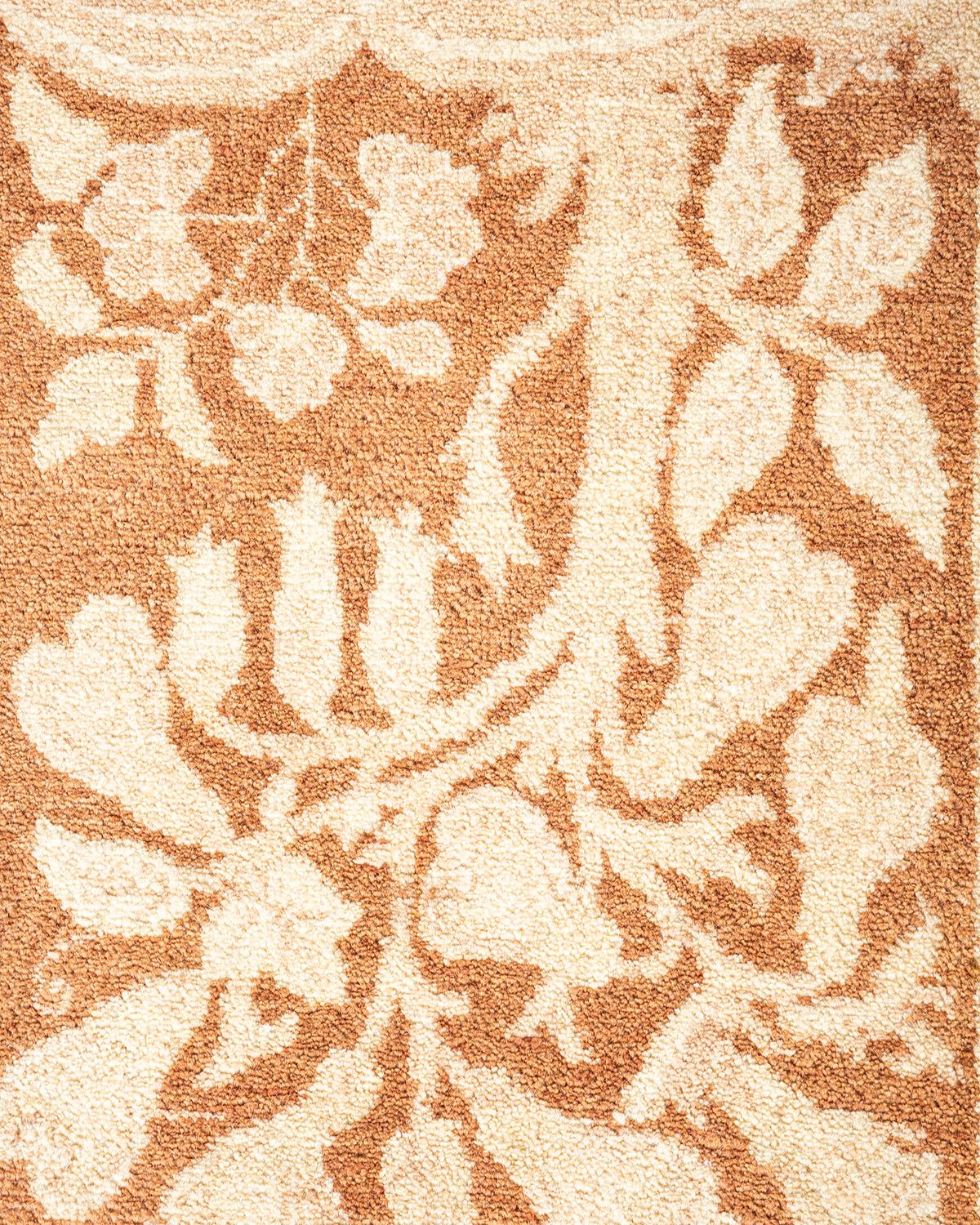 Handgeknüpfter elfenbeinfarbener Teppich mit traditionellem Stammesmotiv, Mogul, Unikat (Pakistanisch) im Angebot