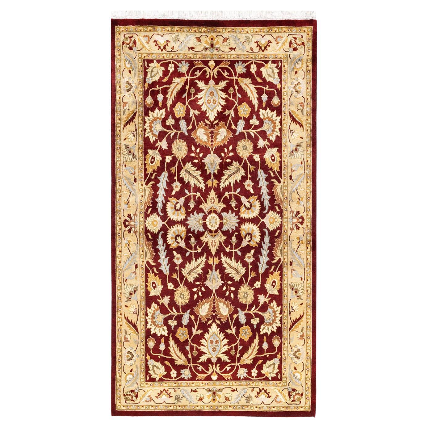 One-Of-A-Kind Hand Knotted Traditional Tribal Mogul Red Area Rug