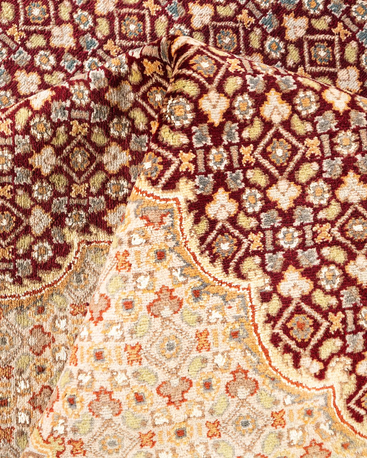 Einzigartiger handgeknüpfter traditioneller Stammes-Teppich Mogul Rot im Angebot 1