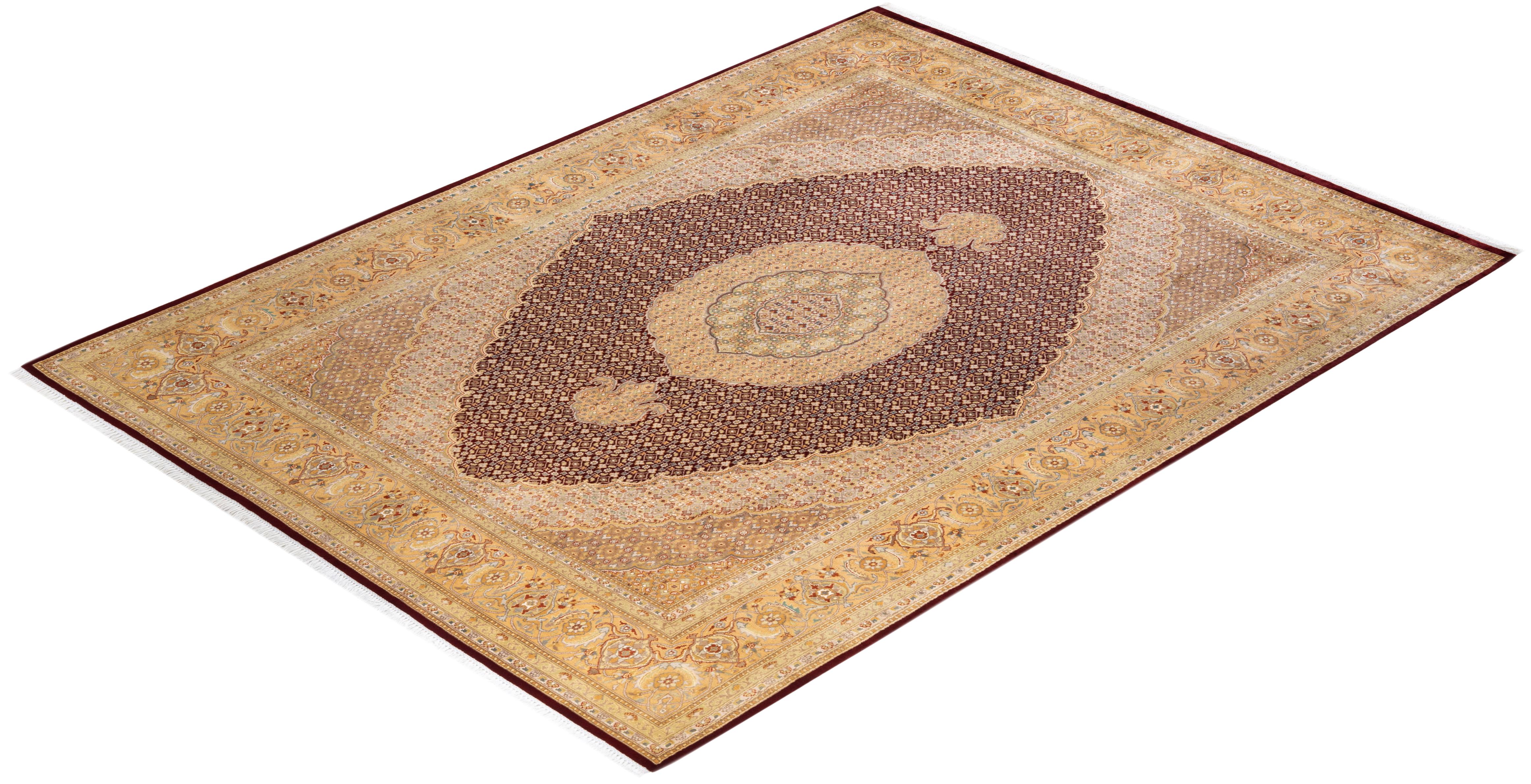 Einzigartiger handgeknüpfter traditioneller Stammes-Teppich Mogul Rot im Angebot 2