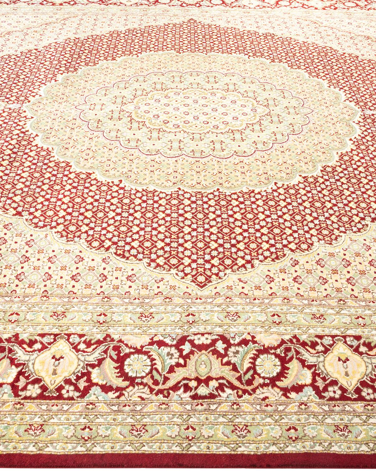 Handgeknüpfter roter Teppich mit traditionellem Stammesmotiv, Mogul, Unikat im Zustand „Neu“ im Angebot in Norwalk, CT