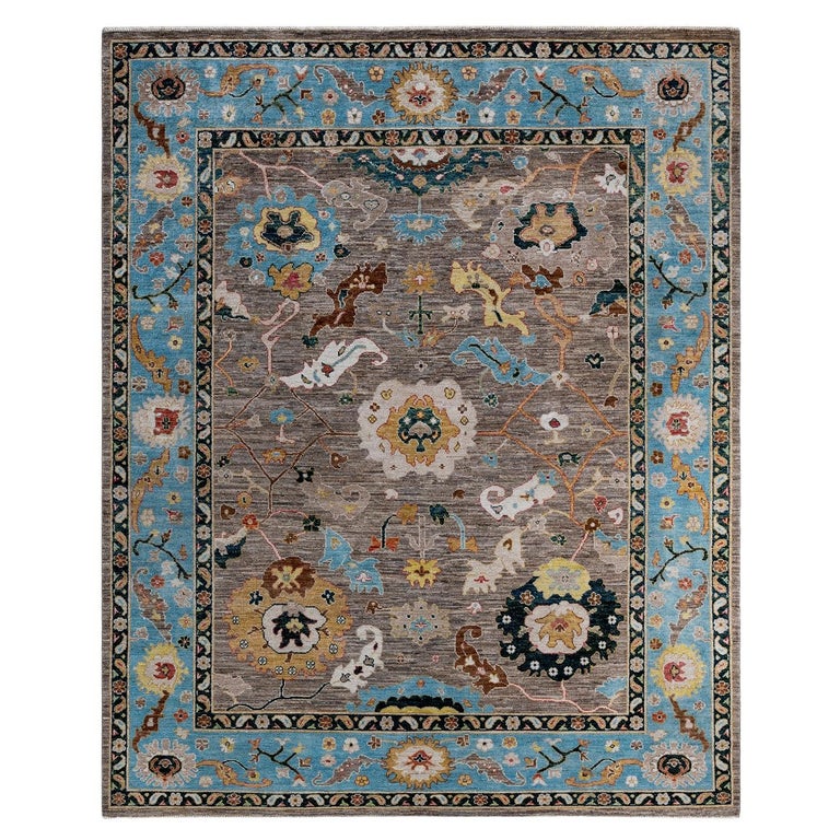 One of a Kind Hand Knotted Traditional Tribal Oushak Beige Area Rug For ...