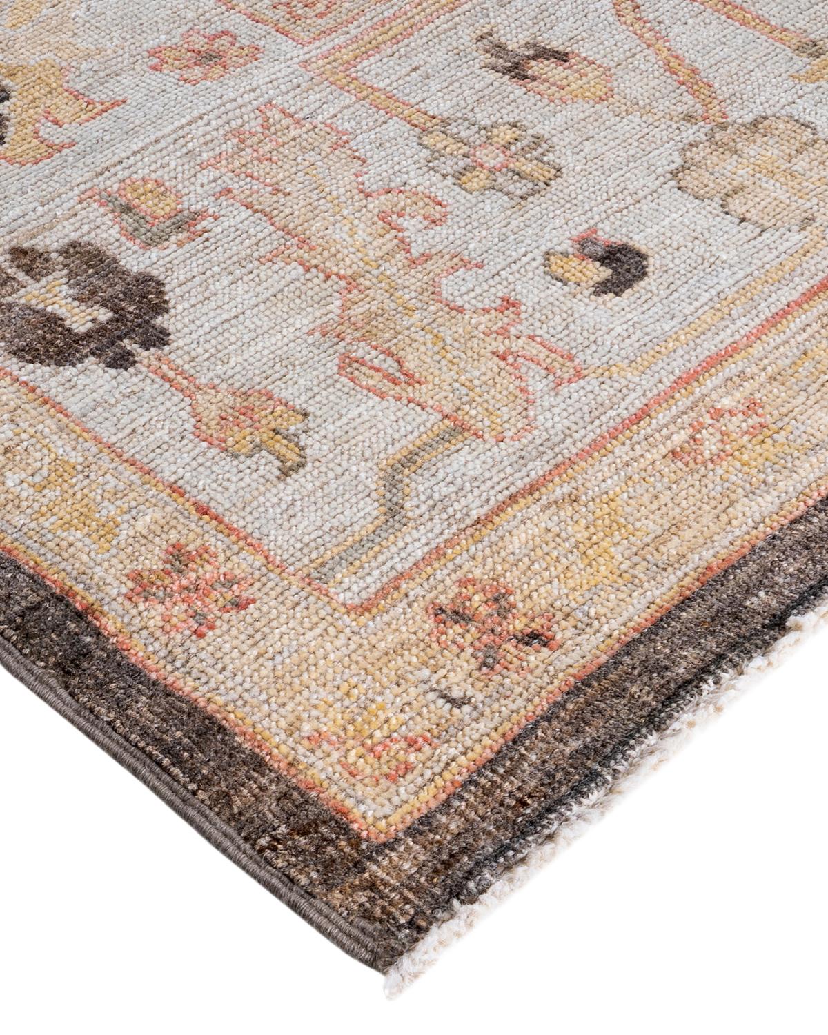 Originating centuries ago in what is now Turkey, Oushak rugs have long been sought after for their intricate patterns, lush yet subtle colors, and soft luster. These rugs continue that tradition. Hand-knotted of wool by skilled artisans, they will