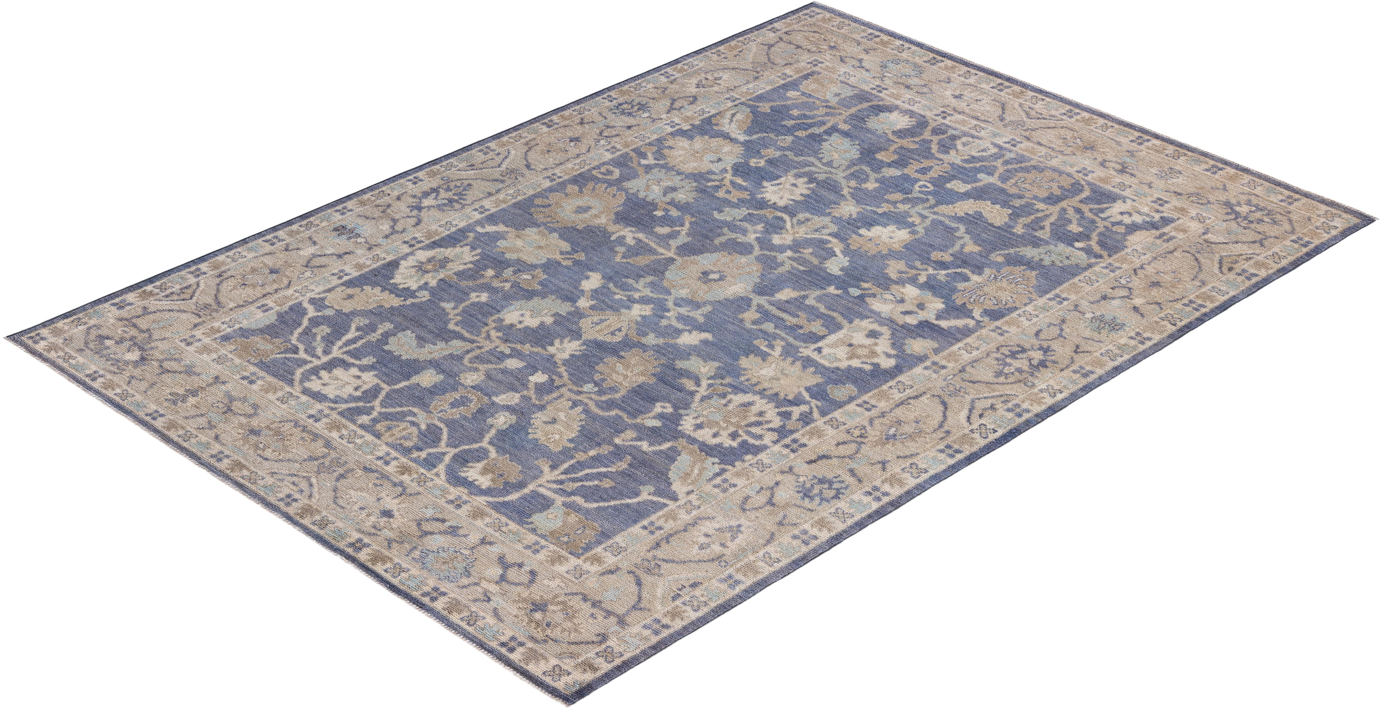 One of a Kind Hand Knotted Traditional Tribal Oushak Gray Area Rug For Sale 2
