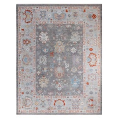 One of a Kind Hand Knotted Traditional Tribal Oushak Gray Area Rug