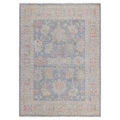 One of a Kind Hand Knotted Traditional Tribal Oushak Gray Area Rug 