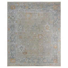 One of a Kind Hand Knotted Traditional Tribal Oushak Ivory Area Rug