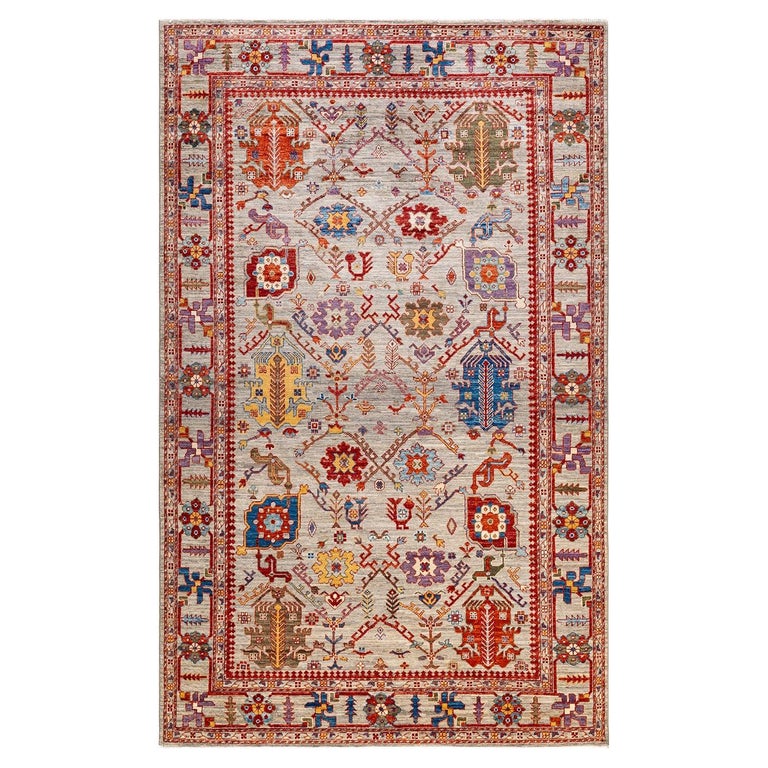 One of a Kind Hand Knotted Traditional Tribal Serapi Beige Area Rug For ...