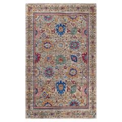 One of a Kind Hand Knotted Traditional Tribal Serapi Beige Area Rug 