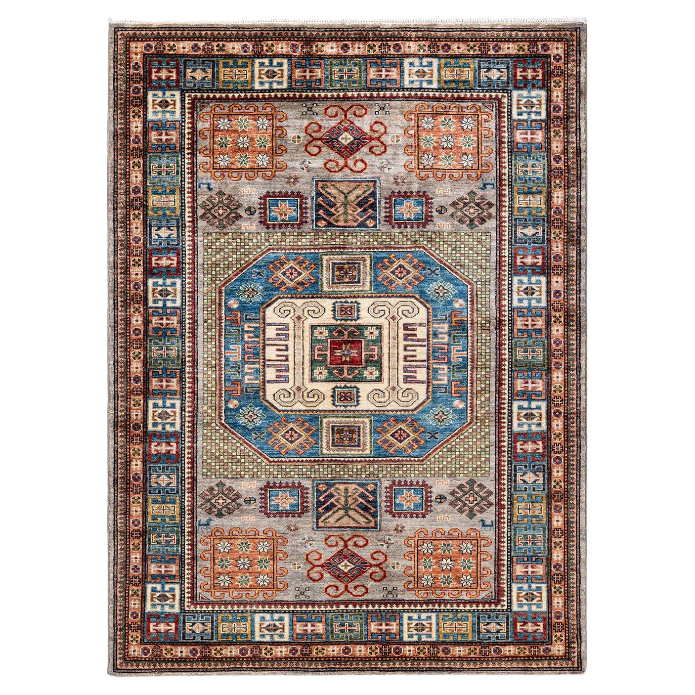 One of a Kind Hand Knotted Traditional Tribal Serapi Beige Area Rug