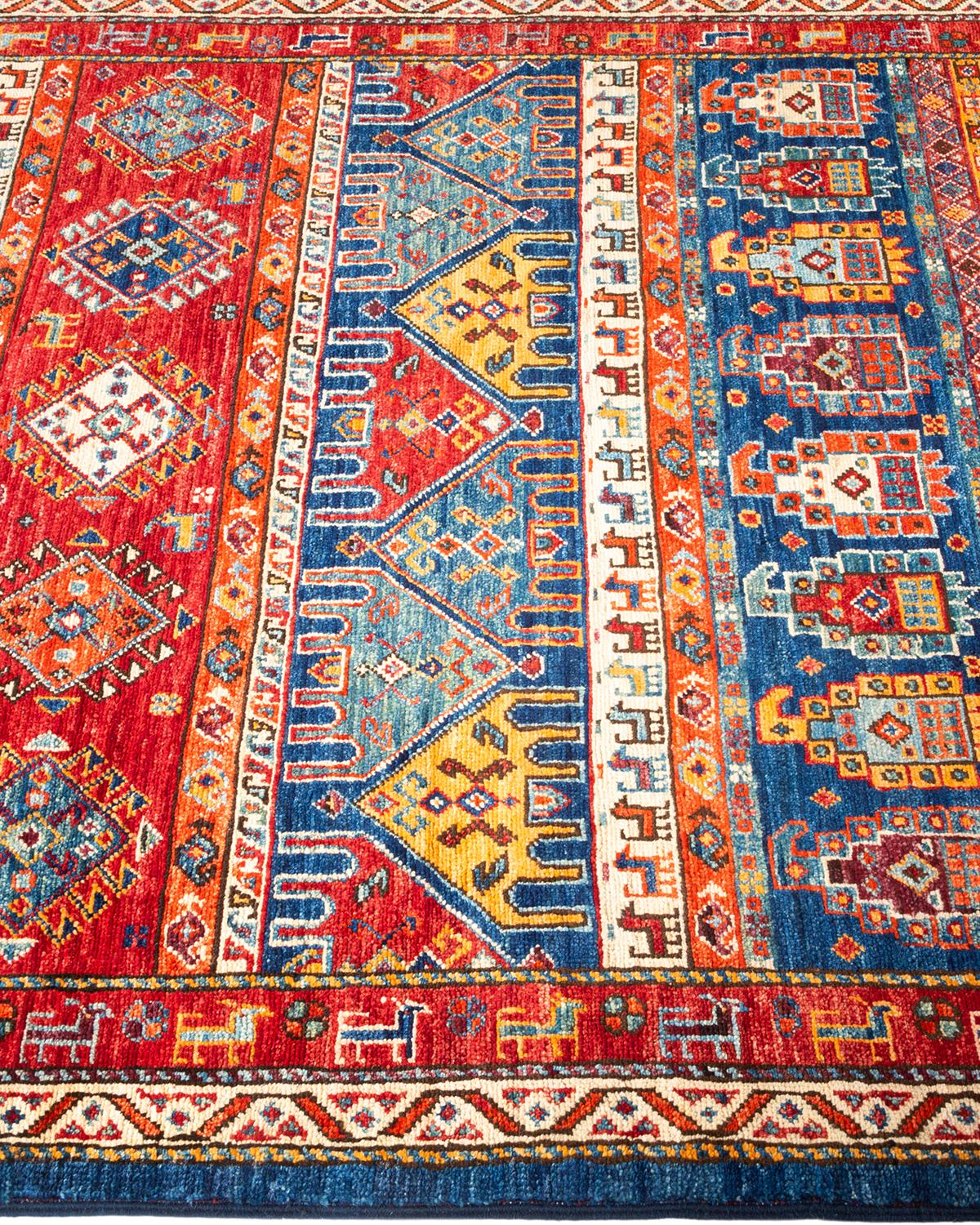 One of a Kind Hand Knotted Traditional Tribal Serapi Blue Area Rug  In New Condition For Sale In Norwalk, CT