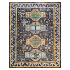 One of a Kind Hand Knotted Traditional Tribal Serapi Gray Area Rug