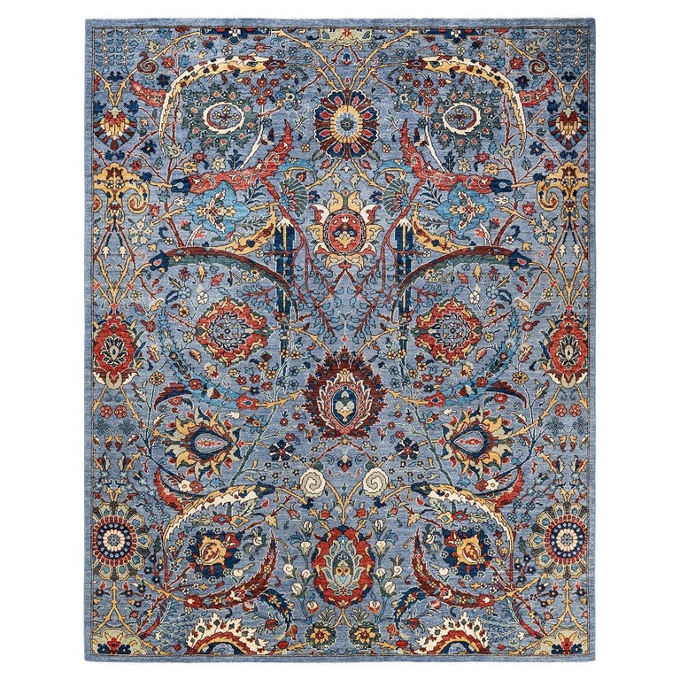 One of a Kind Hand Knotted Traditional Tribal Serapi Gray Area Rug For ...